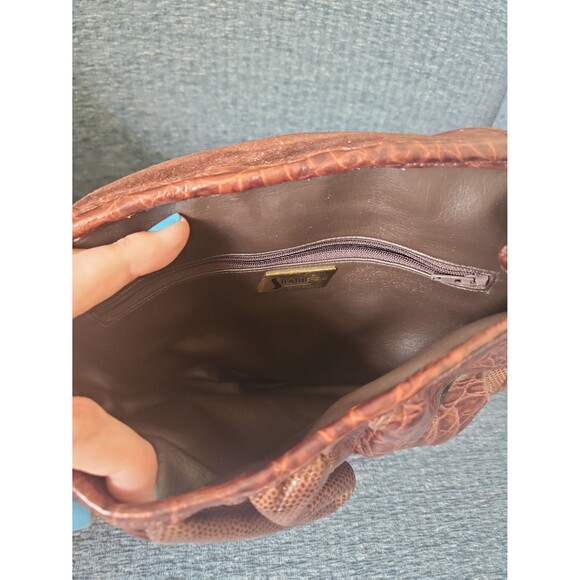 Sharif Vintage Brown Leather Patchwork Design Crossbody Bag - Picture 9 of 11